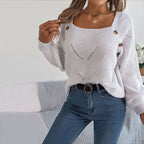 R&B | Bequemer Einfarbiger Strickpullover Für Freizeit