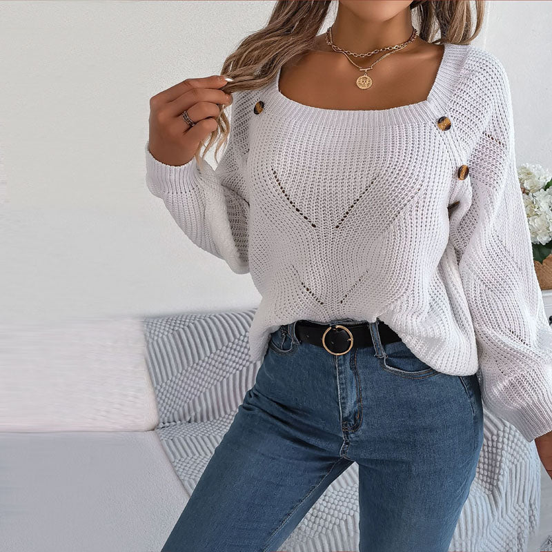 R&B | Bequemer Einfarbiger Strickpullover Für Freizeit