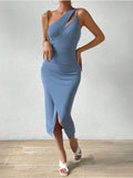 Damen Asymmetrisches Minikleid mit raffiniertem Schnitt und tiefem Schlitz