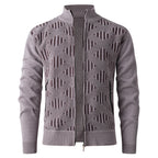 Herren Strickjacke mit strukturiertem Muster und hohem Kragen R&B