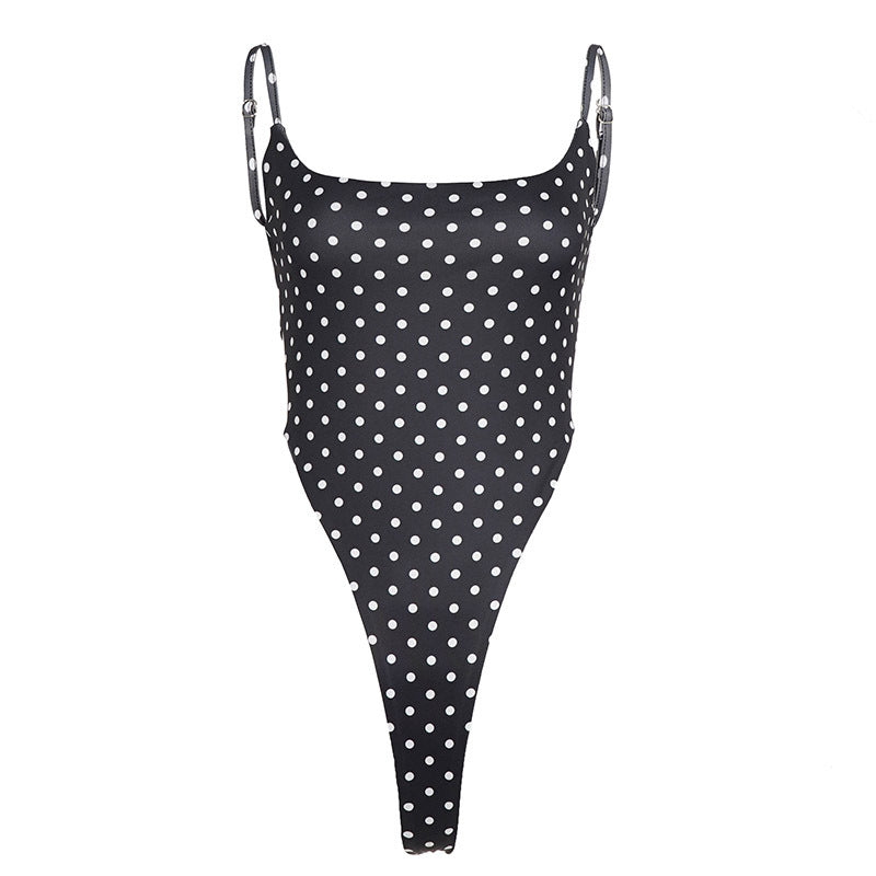Damen Badeanzug mit hochgeschnittenem Design und verspieltem Polka-Dots-Muster R&B