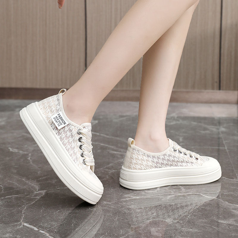 Damen modische Plateausneaker mit atmungsaktiver Mesh-Oberfläche und rutschfester Sohle R&B