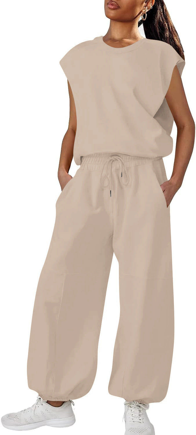 Damen lässiger Sweatanzug mit weiter Silhouette und elastischem Bund R&B