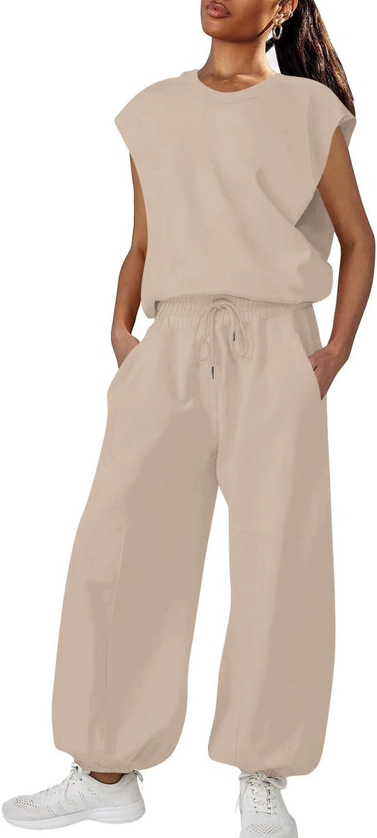 Damen lässiger Sweatanzug mit weiter Silhouette und elastischem Bund R&B