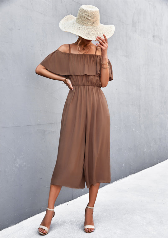 Damen eleganter Jumpsuit mit Off-Shoulder Design und lässigem Schnitt R&B