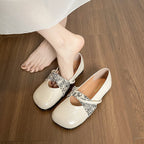 Damen Ballerinas mit elegantem Kreuzriemen und schickem textilem Akzent
