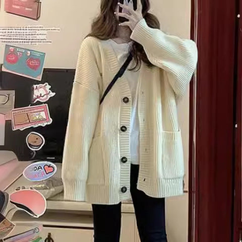 Damen Grobstrickcardigan mit großen Taschen und lässigem Schnitt R&B