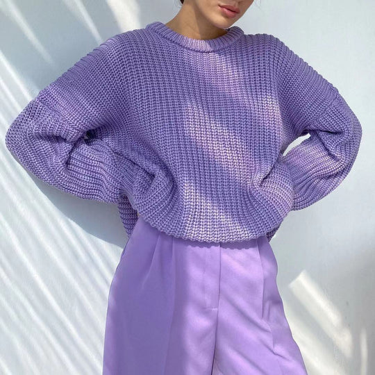 Damen Oversized Strickpullover mit strukturiertem Muster R&B