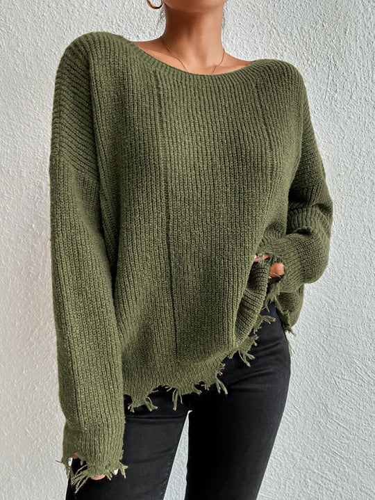 Damen Baumwollpullover mit lässigem Oversized-Schnitt R&B