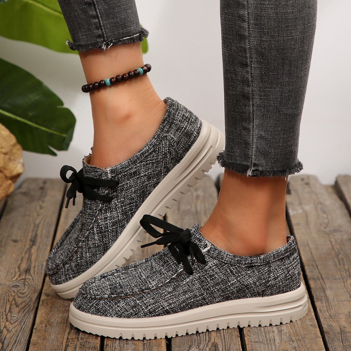 Damen Bequeme Schnürschuhe aus hochwertigem Textil