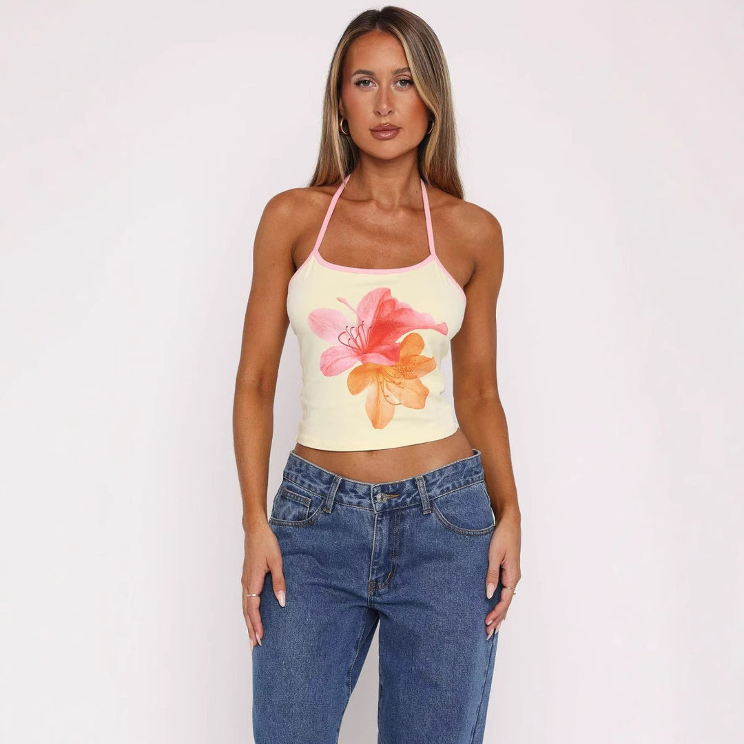 Damen Crop-Top mit floralem Druck und verstellbaren Trägern R&B