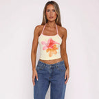 Damen Crop-Top mit floralem Druck und verstellbaren Trägern R&B