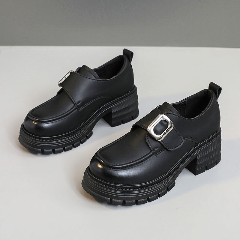 Damen modische Halbschuhe mit robustem Plateau und eleganter Schnalle R&B