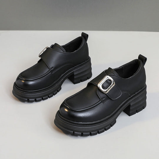 Damen modische Halbschuhe mit robustem Plateau und eleganter Schnalle R&B