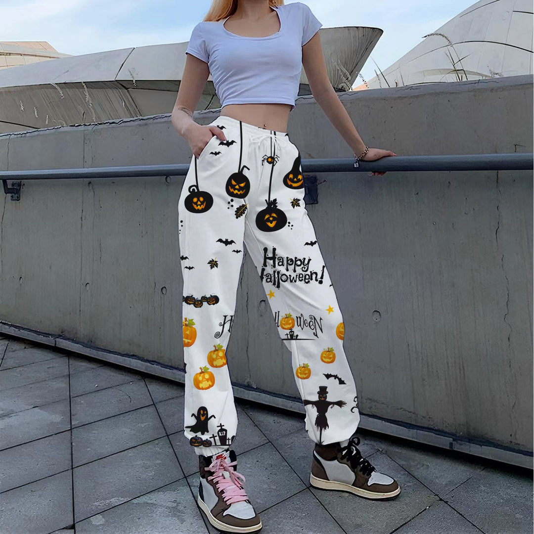 Damen Lässige Print-Hose mit herbstlichem Motiv R&B