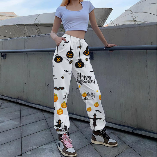 Damen Lässige Print-Hose mit herbstlichem Motiv R&B