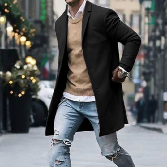 Herren eleganter Mantel mit hochwertigen Details R&B