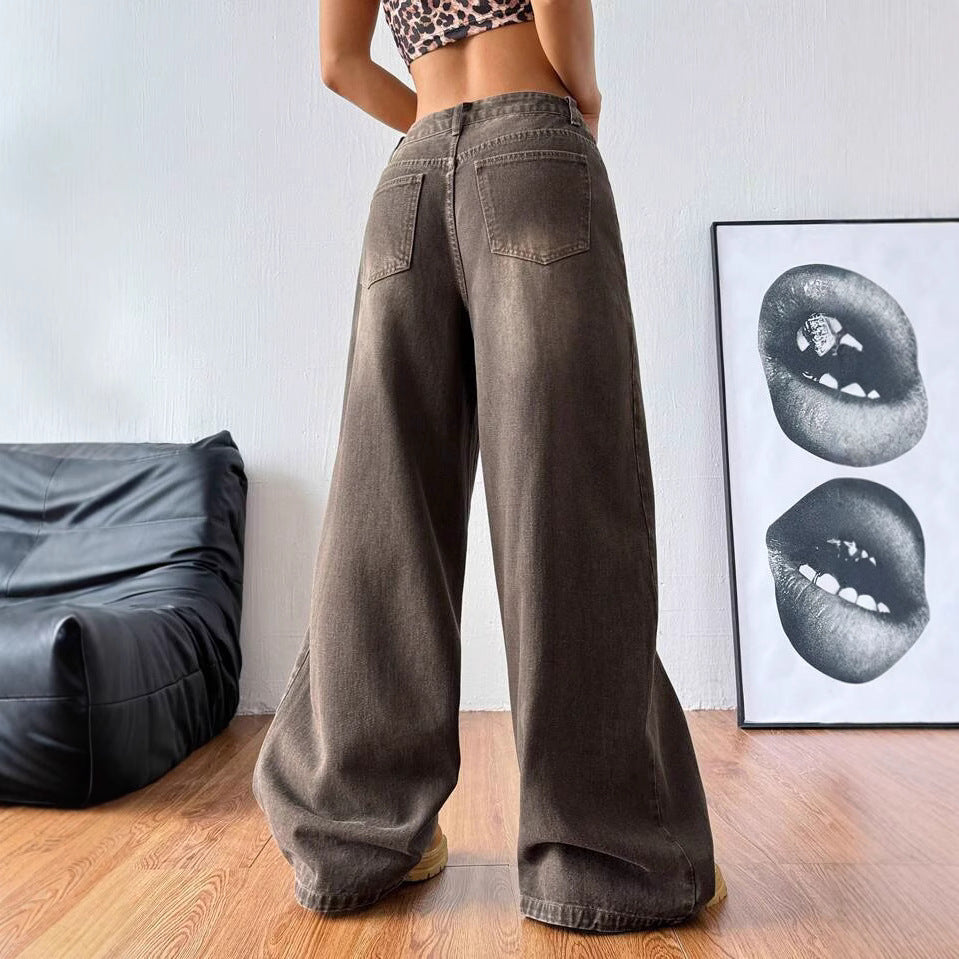 Damen Weite High-Waist Jeans mit lässigem Schnitt R&B