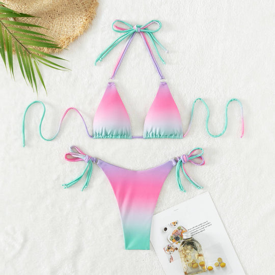 Damen Triangel-Bikini mit modernem Farbverlauf und verstellbaren Trägersystem R&B