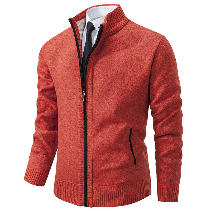 Herren sportliche Strickjacke mit Stehkragen und Reißverschluss R&B