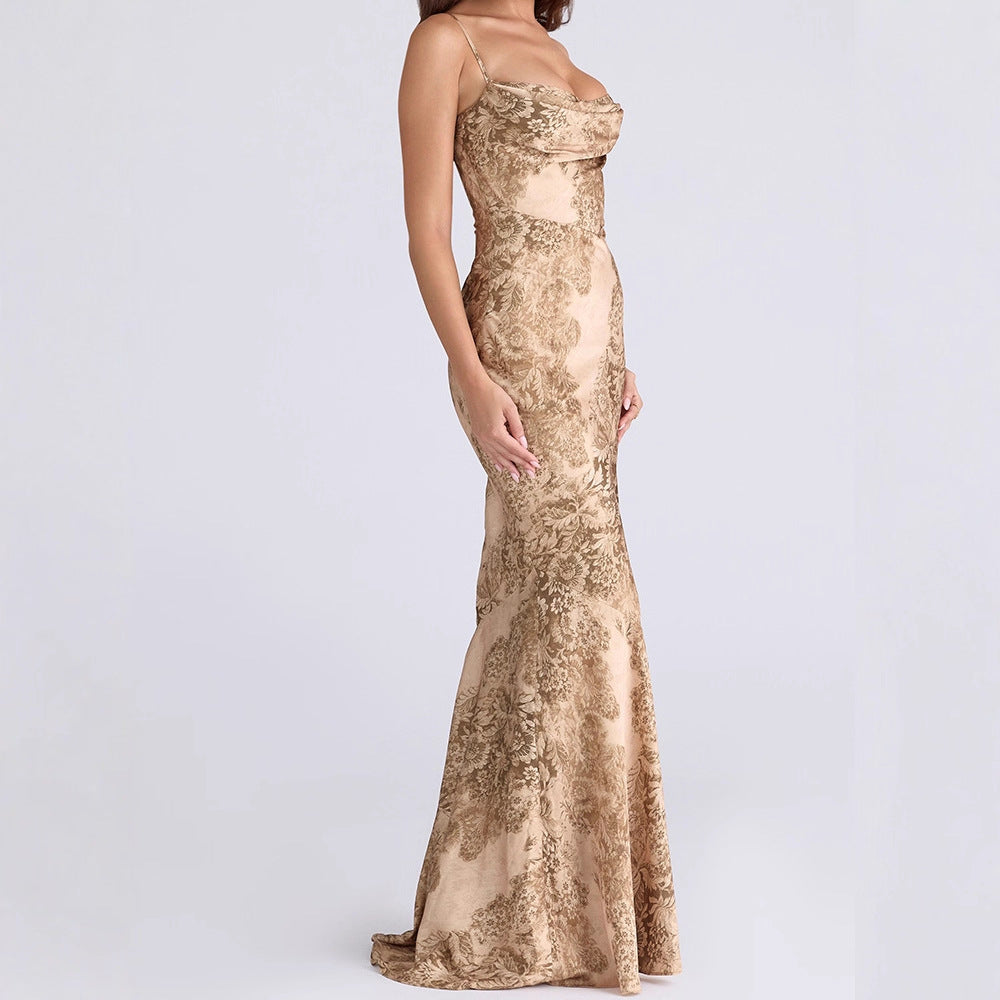 Damen Elegantes Maxikleid mit floralem Design R&B