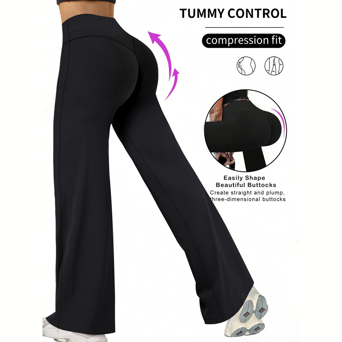 Damen Sportleggings mit hohem Bund und atmungsaktivem Material R&B