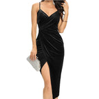 Damen elegant eingeschnittenes Abendkleid mit funkelndem Effekt R&B