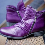 Damen moderne Ankle Boots mit asymmetrischem Reißverschluss und modischer Faltenoptik R&B