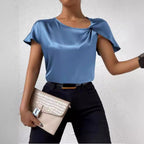 R&B | Satin Twist Einfarbiger Lockerer Vielseitiger Top