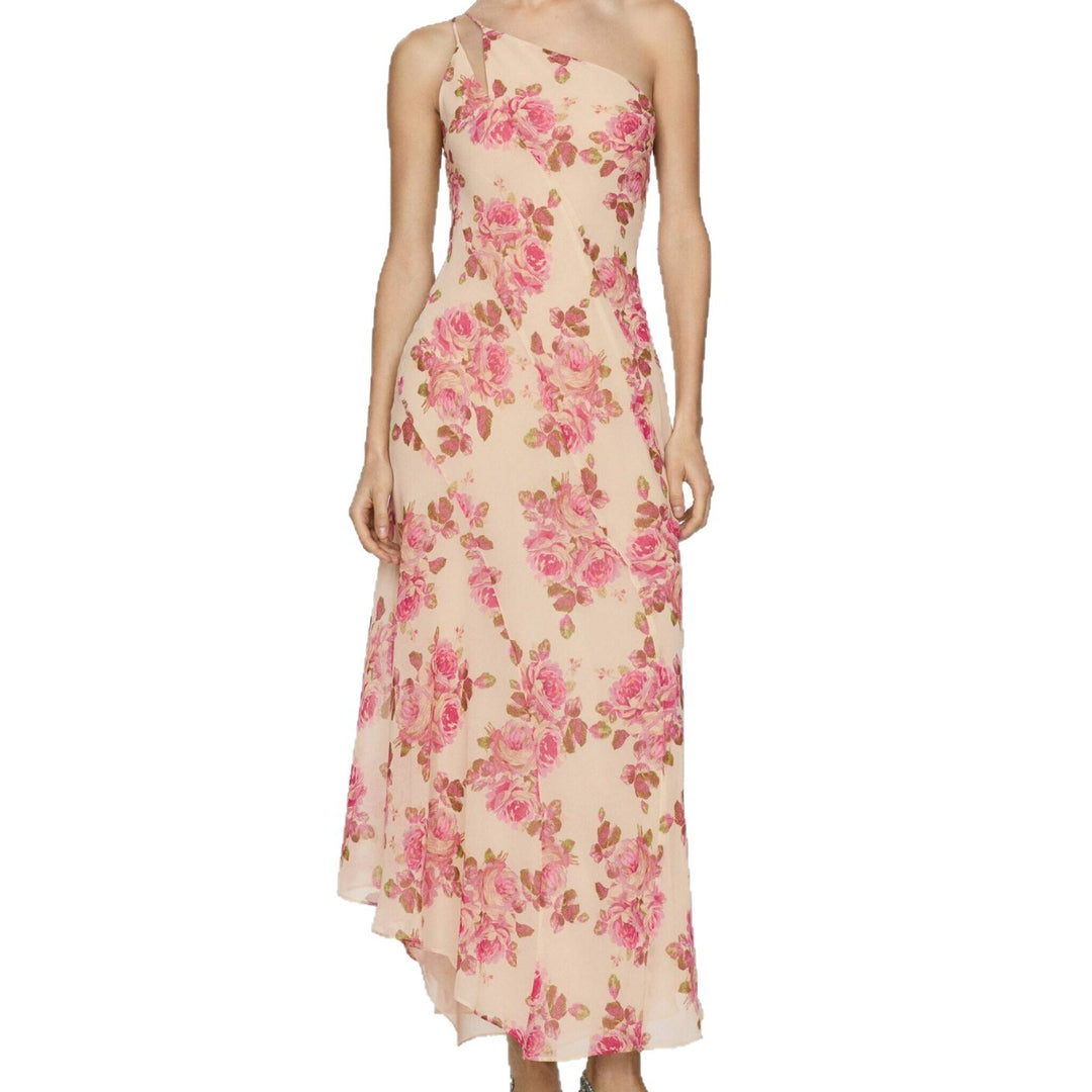 Damen Elegantes asymmetrisches Maxikleid mit floralen Applikationen R&B