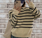 Damen gestreifter Pullover R&B