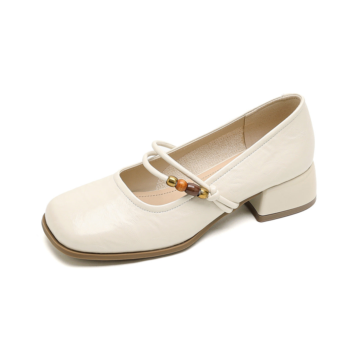 Damen Ballerinas mit dekorativem Riemchen und bequemer Blockabsatz