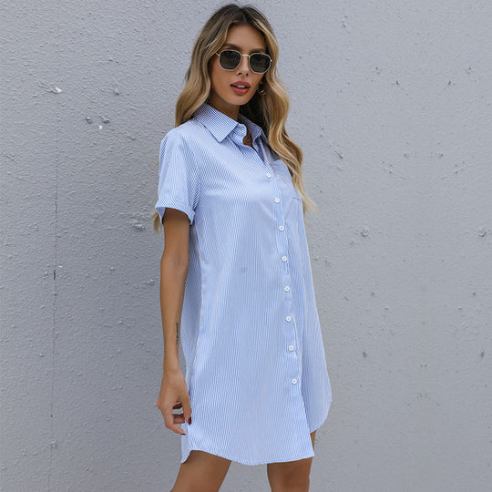 Damen Optimiertes Hemdblusenkleid mit klassischen Streifen und modernem Schnitt R&B