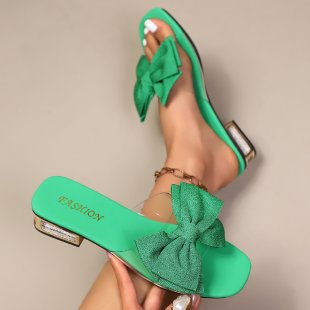 Damen elegante Slides mit zierlicher Schleifen-Applikation R&B