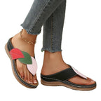 Damen Zehentrenner-Sandalen mit modischem Blatt-Design und anatomischem Fußbett R&B