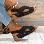 Damen Bequeme Sandalen mit Cross-Over-Riemen und Komfortsohle R&B