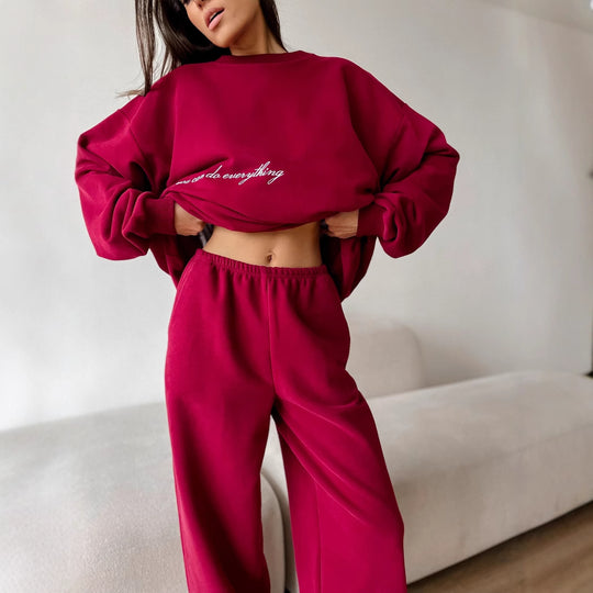 Damen lässiges Sweater und Jogginghose-Set mit lockerer Passform R&B