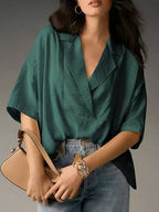Damen elegante und luftige Bluse im Kimono-Stil