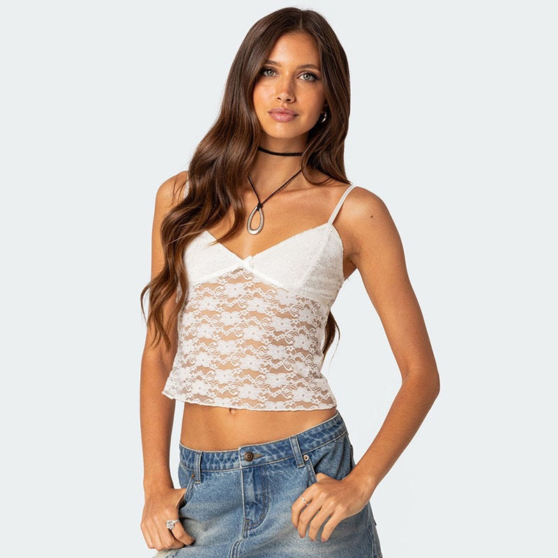 Damen Spitzencami mit verstellbaren Trägern R&B