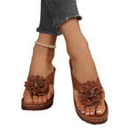 Damen Wedge-Pantoletten mit floralem Dekor und komfortablem Blockabsatz R&B