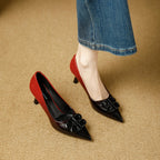 Damen Elegante spitze Pumps mit glamourösem Schleifenakzent