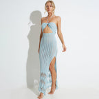 Damen gehäkeltes Maxi-Strandkleid mit Cut-Out-Design R&B