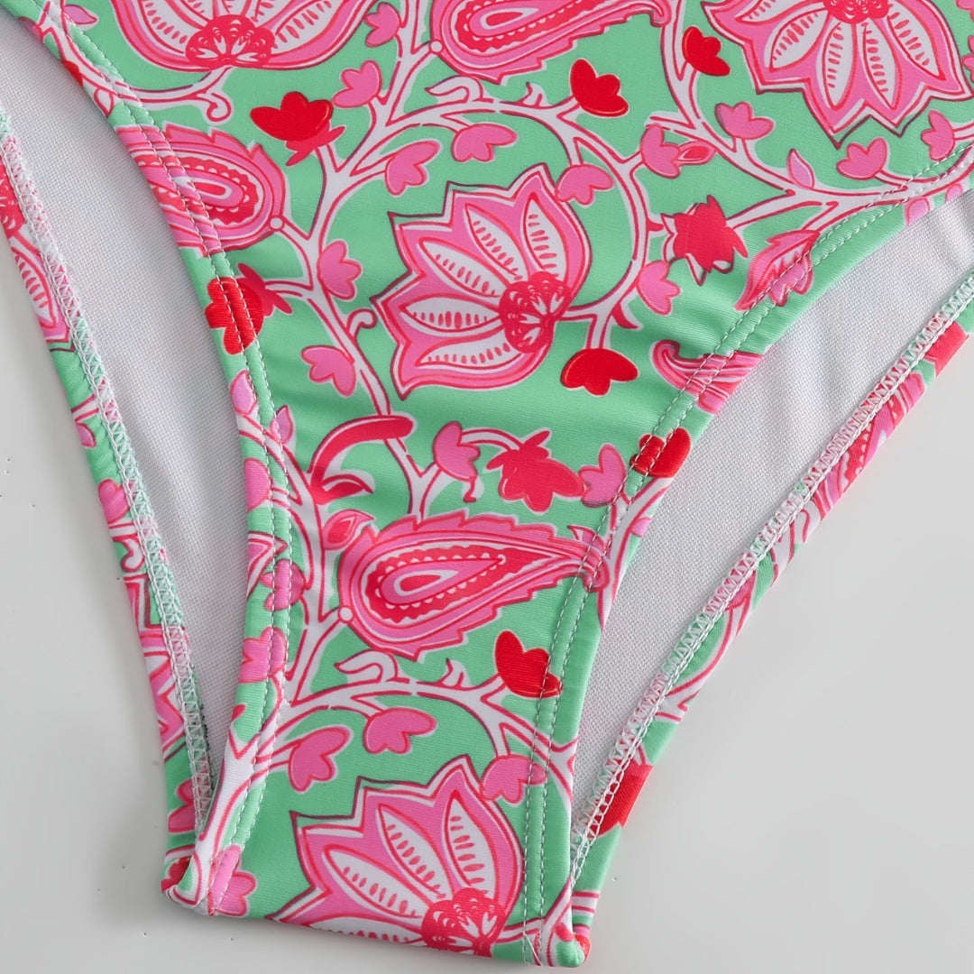 Damen Einteiliger Badeanzug mit floralem Design und modischen Trägern R&B