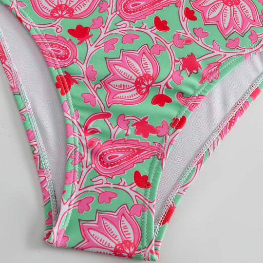 Damen Einteiliger Badeanzug mit floralem Design und modischen Trägern R&B