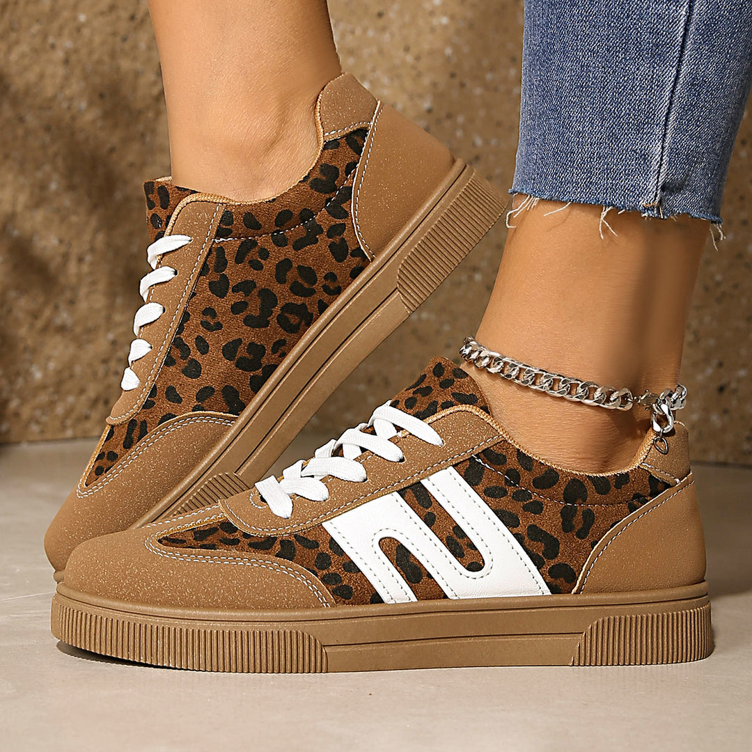 Damen Sneakers im eleganten Leo-Design mit abriebfester Sohle und atmungsaktiver Konstruktion R&B