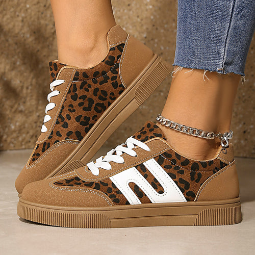Damen Sneakers im eleganten Leo-Design mit abriebfester Sohle und atmungsaktiver Konstruktion R&B