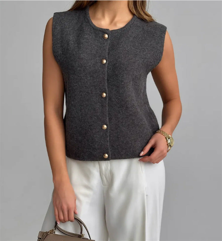 Damen Strickweste mit edlen Knöpfen R&B