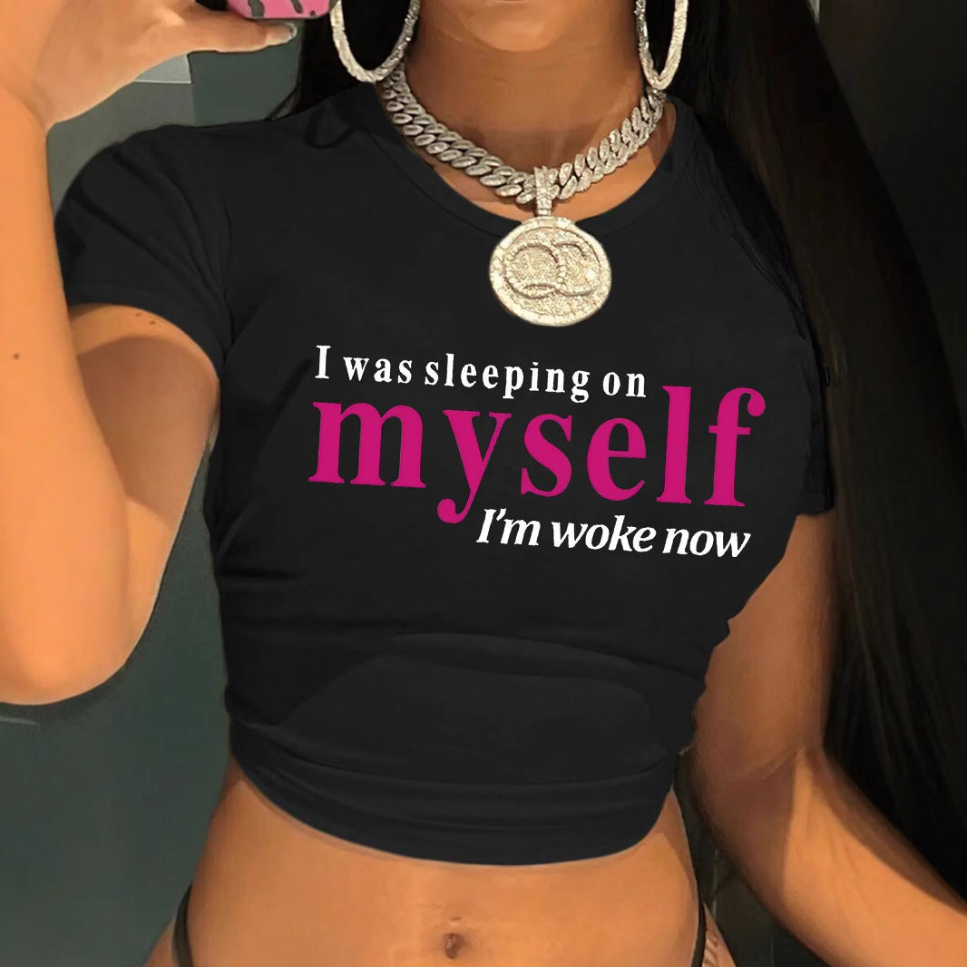 Damen Crop-T-Shirt mit motivierendem Schriftzug R&B