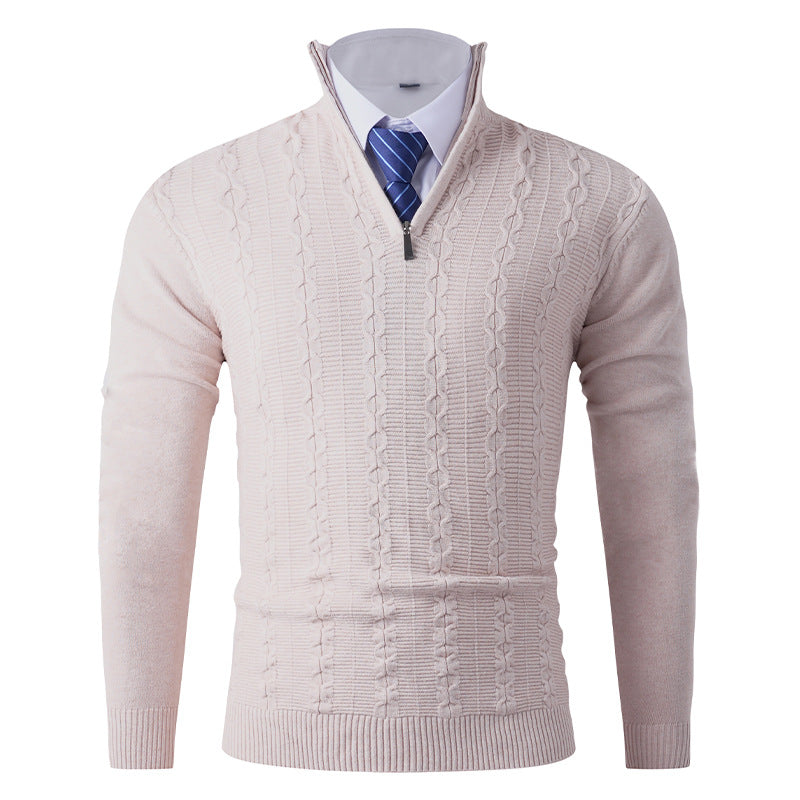 Herren modischer Rollkragenpullover mit strukturiertem Zopfdesign