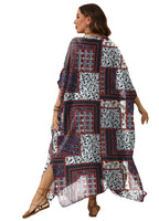 Damen luftiges Maxikleid mit farbenfrohem Patchwork-Design R&B